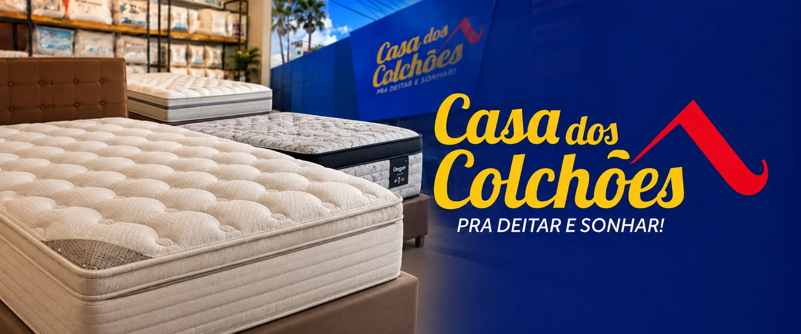 Casa dos Colchões, pra deitar e sonhar. Colchões pillow top expostos no showroom da loja em Caruaru